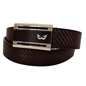 White Ball Kara Q Leather Ratchet Golf Belt Dark Brown Adjustable